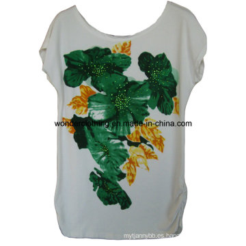Pantalla de calidad superior Impreso Cotton Custom Lady T Tee Shirt
